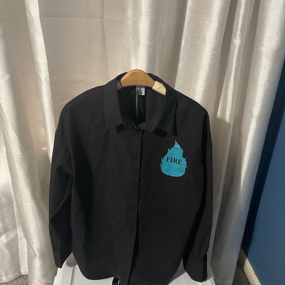 Black Shirt with Blue Fire Logo